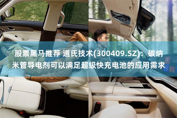 股票黑马推荐 道氏技术(300409.SZ)：碳纳米管导电剂可以满足超级快充电池的应用需求