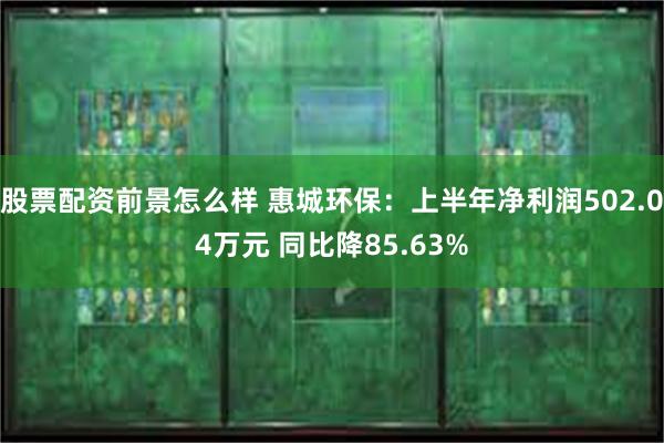 股票配资前景怎么样 惠城环保：上半年净利润502.04万元 同比降85.63%